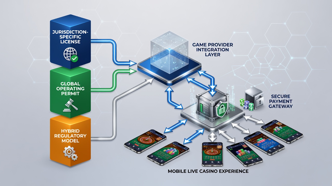Diagram van betalingsstromen in mobiele live casino-omgevingen